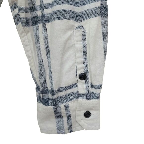 Universal Thread Flannel Shirt Womens Large White Button Up Long Sleeve Cotton - Picture 7 of 11